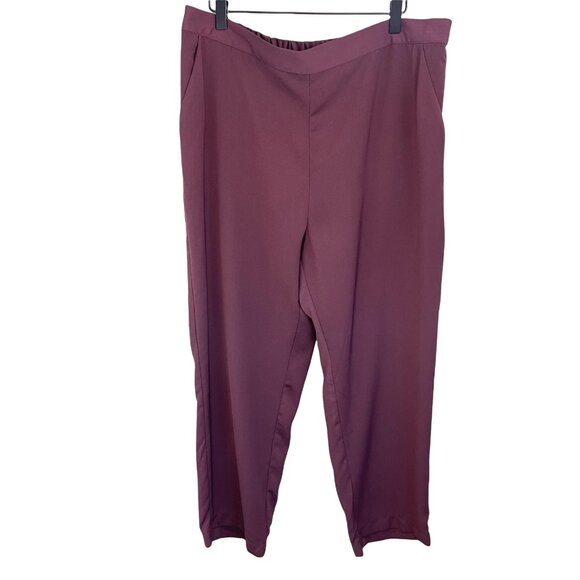 14th and Union burgundy sass elastic back soft straight leg pants extra large - Picture 3 of 12